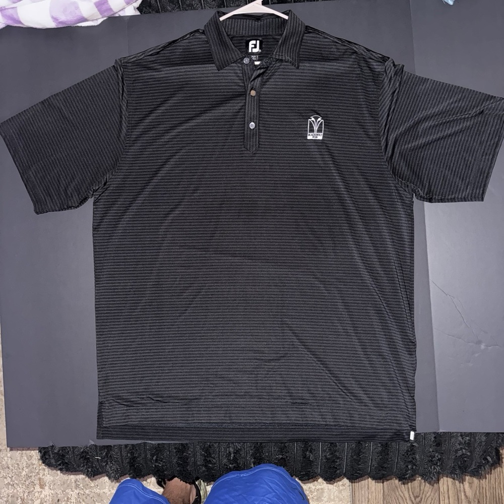 Men's XL FootJoy Blackwolf Run Performance Golf Polo Black Striped
